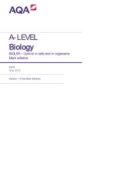 A-level Biology Mark scheme Unit 05 - Control in cells and in