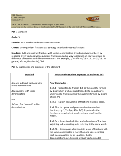 Part I. Standard Grade: 5 Domain: NF &ndash; Number and