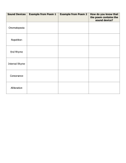 Sound Devices Example from Poem 1 Example from Poem 2 How