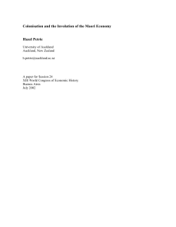 Colonisation and the Involution of the Maori Economy Hazel Petrie