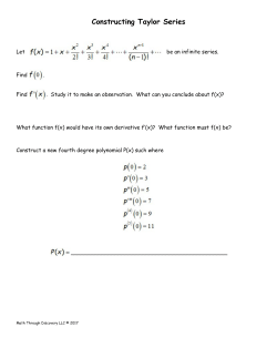Constructing Taylor Series Activity Sheet