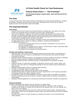 10 Point Health Check for Food Businesses Critical Check Point 1