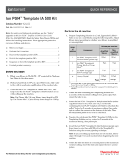 Ion PGM Template IA 500 Kit Quick Reference