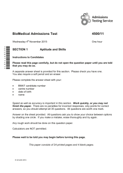 Past Paper 2015 Section 1 - Admissions Testing Service
