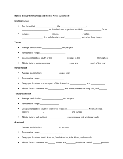 Honors Biology Communities and Biomes Notes (Continued
