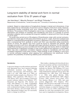 Long-term stability of dental arch form in normal