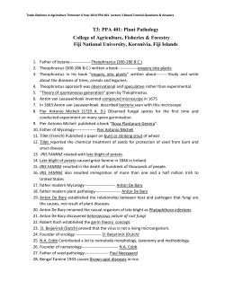 T3: PPA 401: Plant Pathology College of Agriculture, Fisheries