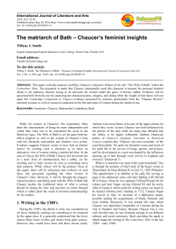 The matriarch of Bath &ndash; Chaucer`s feminist insights