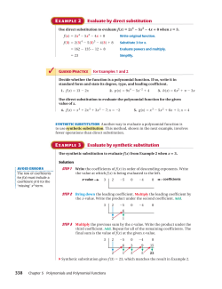 Evaluate by direct substitution Evaluate by synthetic substitution