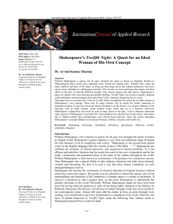 Shakespeare`s Twelfth Night: A Quest for an Ideal Woman of His