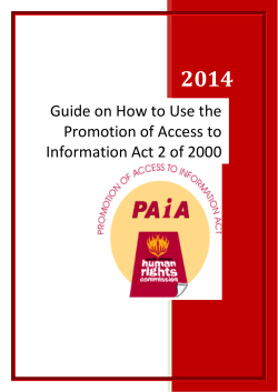 Guide on How to Use the Promotion of Access to Information Act 2 of
