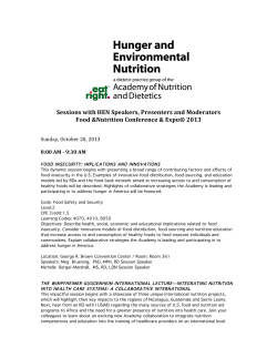Sessions with HEN Speakers, Presenters and Moderators Food