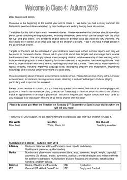 Dear parents and carers, Welcome to the beginning of the school