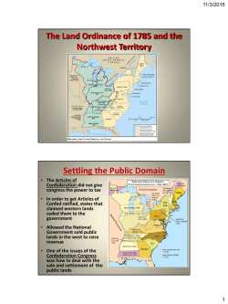 The Land Ordinance of 1785 and the Northwest Territory