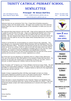 15th April 2015 - Trinity Catholic Primary School
