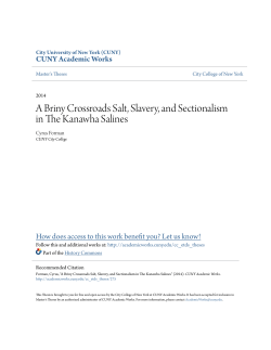 A Briny Crossroads Salt, Slavery, and Sectionalism in The Kanawha