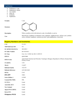 Naphthalene Registry Numbers and Inventories.