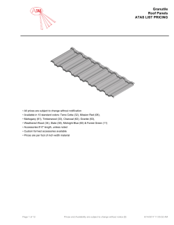 Granutile Roof Panels ATAS LIST PRICING