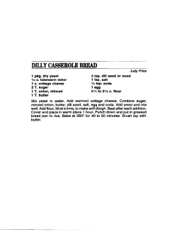 1 pkg. dry yeast 2 tsp. dill seed or weed 1/4 c. lukewarm water 1 tap