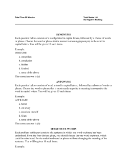 SYNONYMS Each question below consists of a word printed in