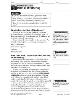 2 Rates of Weathering - Earth Science > Home