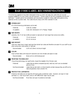 Bar Code Label Recommendations