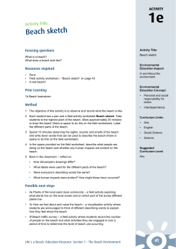 Life`s a beach education resource 2013