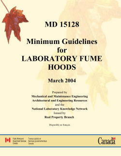 MD 15128 Minimum Guidelines for LABORATORY FUME HOODS