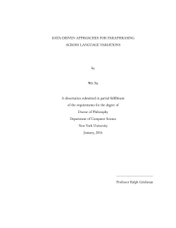 Data-driven Approaches for Paraphrasing Across Language