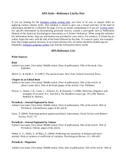 APA Style&mdash;Reference List/In