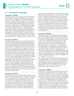 Form Sample Test&mdash;Verbal Explanations of Correct Answers