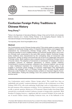 Confucian Foreign Policy Traditions in Chinese