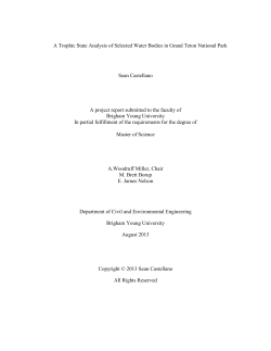 A Trophic State Analysis of Selected Water Bodies in Grand Teton