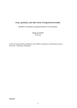 Irony, quotation, and other forms of staged intertextuality Double or