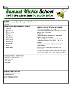 o Habitat o Consumers o Decomposer o Carnivores o Herbivores o