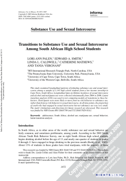 Transitions to Substance Use and Sexual Intercourse Among South