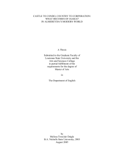 CASTLE TO CONDO, COUNTRY TO CORPORATION: WHAT