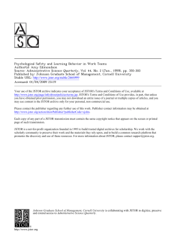 Psychological Safety and Learning Behavior in Work Teams