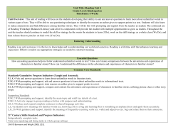 Unit Title: Reading Unit 4 Grade Level: Kindergarten Timeframe: 6