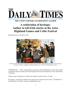A celebration of heritage: Author to tell Irish stories at the Aztec