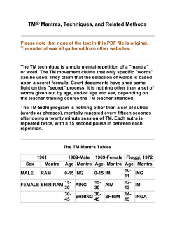 TM&reg; Mantras, Techniques, and Related Methods