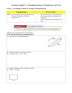 Geometry Chapter 9 &ndash; Extending Perimeter, Circumference, and Area
