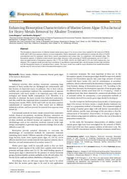 Enhancing Biosorption Characteristics of Marine Green Algae (Ulva