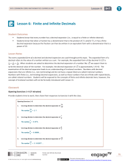 Lesson 6: Finite and Infinite Decimals