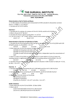Ionic Equilibrium - The Gurukul Institute