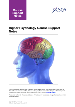 Higher Psychology Course Support Notes