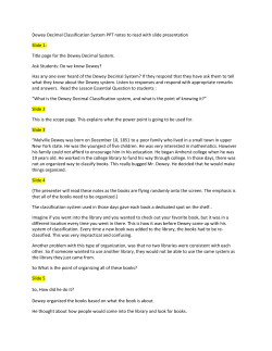 Dewey Decimal Classification System PPT notes to read with slide