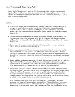 Essay Assignment: Romeo and Juliet