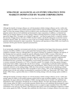 STRATEGIC ALLIANCES AS AN ENTRY STRATEGY INTO