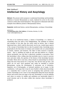 Intellectual History and Assyriology